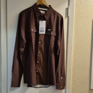 Ferrell Men's Casual Button Down Shirt - Dark Brown